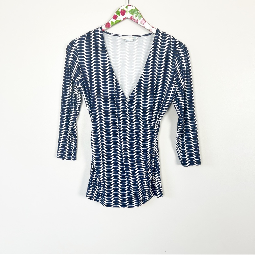 Boden Mock Wrap Womens Top Jersey Knit Ruched Stretch Size 4R